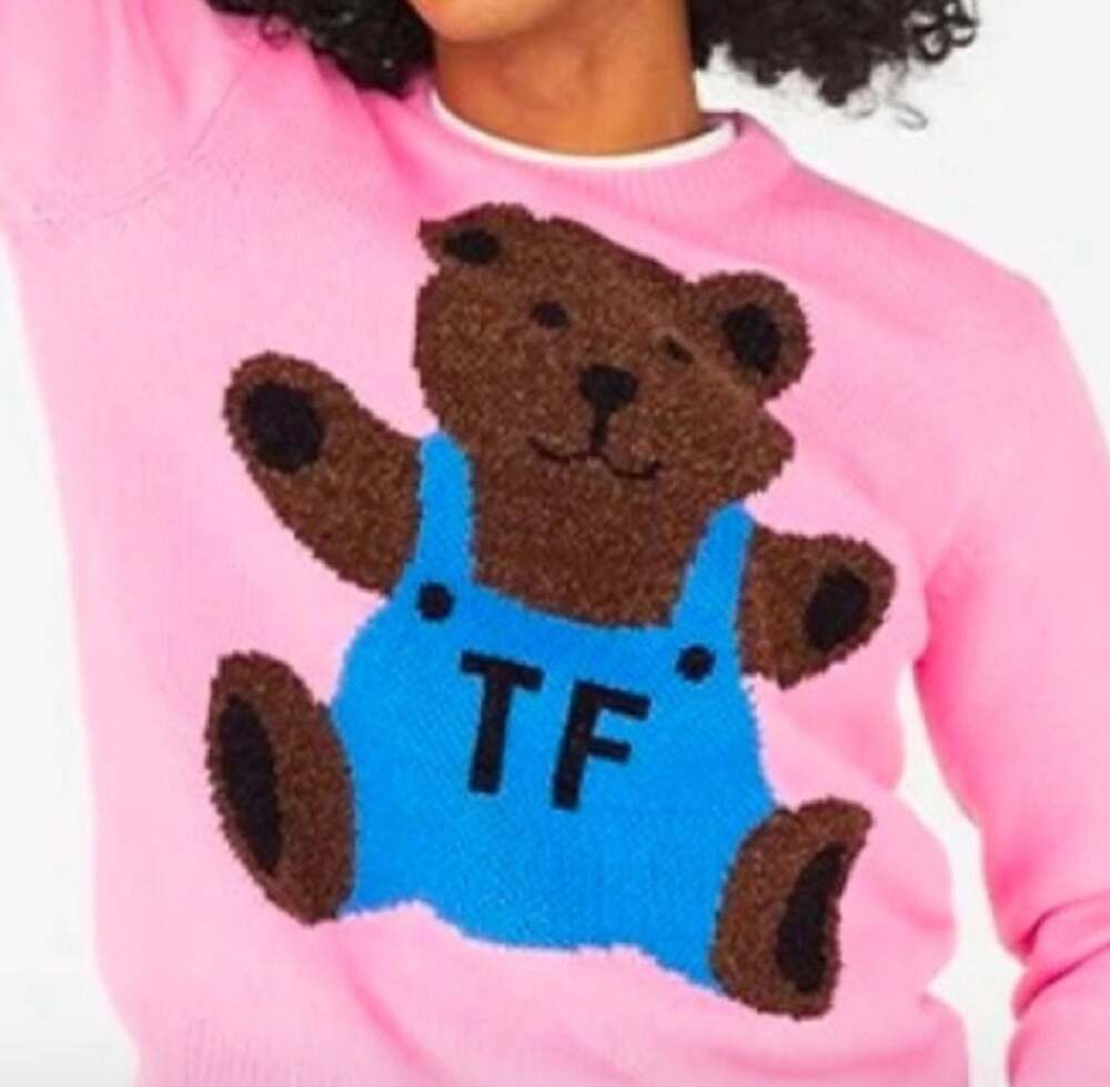 Teddy Fresh Pink Bear Graphic Crewneck Knit Sweater Small